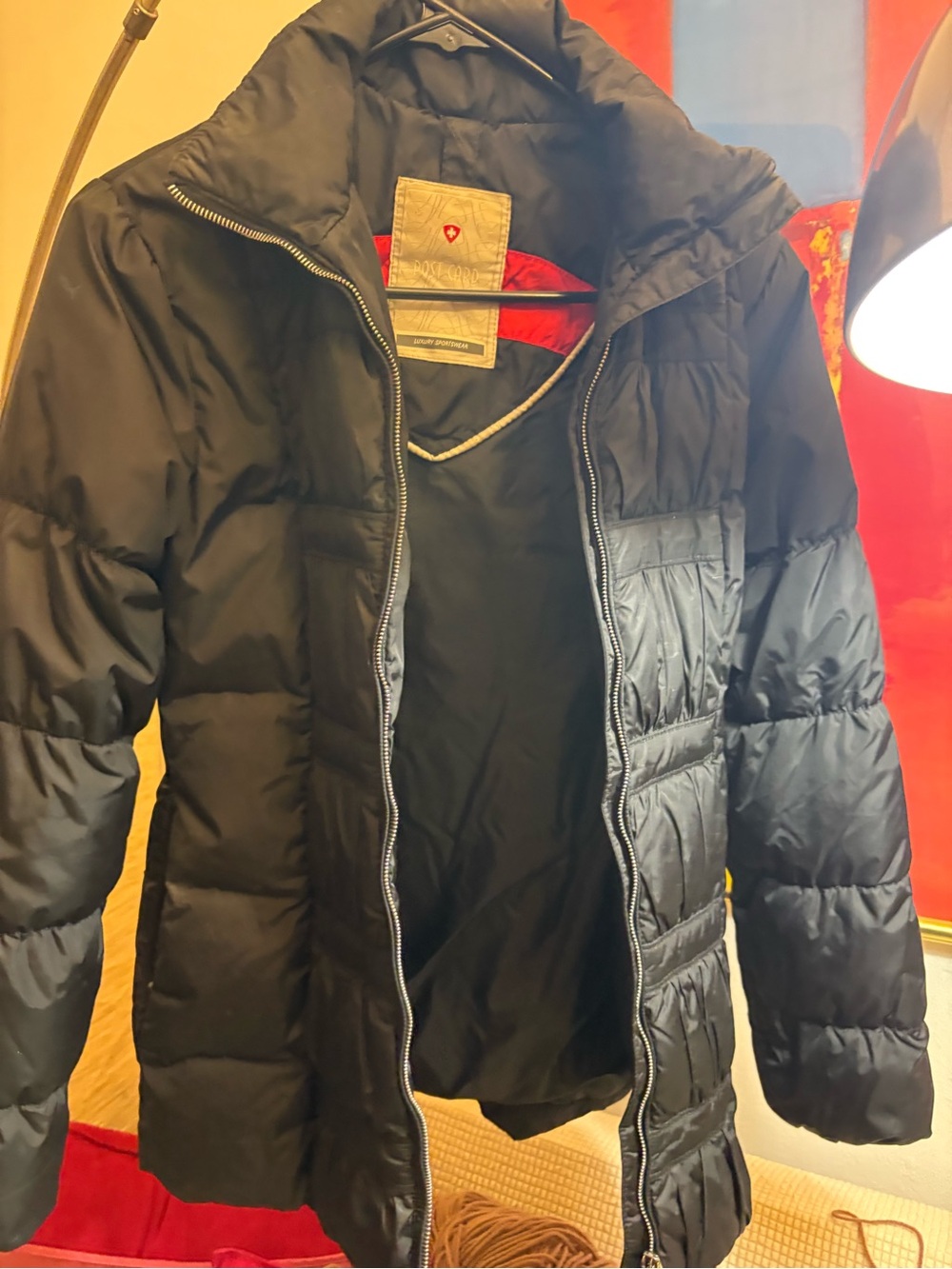 Postcard black Quilted Long Puffer Coat with High Collar - Unbranded